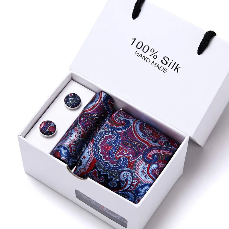 Cravates de marque 100 % soie, coffret cadeau, bureau, homme, classique, fête, mariage, rayées, 7,5 cm, soie, mariage, motif floral, cravate, mouchoir