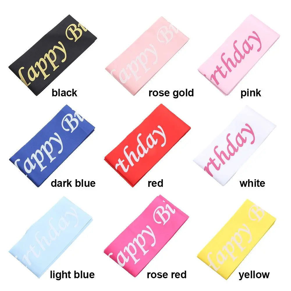 1 ceinture en satin pailleté « Joyeux anniversaire » pour fille, accessoire de décoration de fête, style sirène