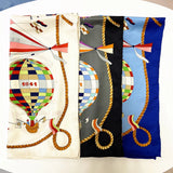 Foulard en soie sergé à motif ballon de dessin animé, fait à la main, bouclé, marque de luxe, carré, hijab, bandana pour femme, foulard de tête, châle