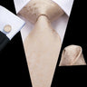 Hi-Tie Cravate de mariage en soie à motif floral, couleur champagne ivoire massif, pour homme, de qualité, avec boutons de manchette, tendance, pour entreprise, livraison directe