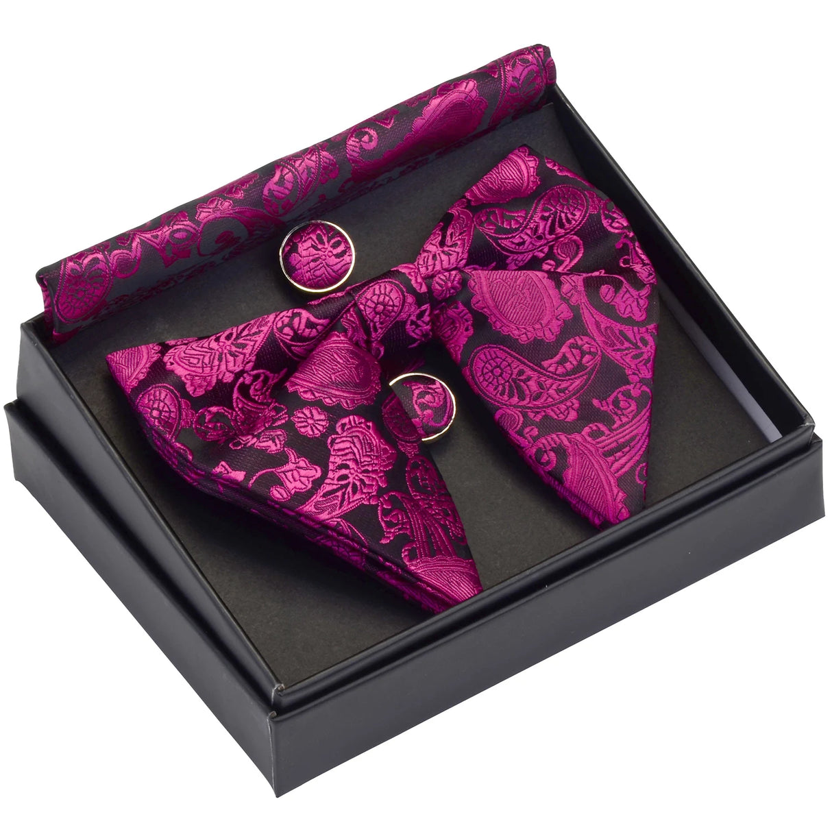 GUSLESON Ensemble de boutons de manchette et pochette pour homme, motif cachemire, bleu, rouge et jaune, avec boîte cadeau, cravate de mariage en soie pour homme