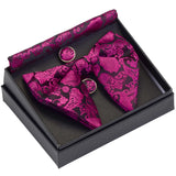 GUSLESON Ensemble de boutons de manchette et pochette pour homme, motif cachemire, bleu, rouge et jaune, avec boîte cadeau, cravate de mariage en soie pour homme