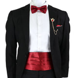 New Fashion Mens Cummerbund Bow Tie Brooch Set Black Red Blue   Waist Seal For Formal Tuxedo Business Suit Dinner Accessories