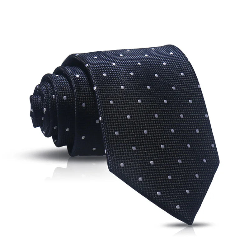 Cravate Huishi 8 cm à pois pour homme, slim, tendance, en polyester et microfibre, à carreaux, pour mariage