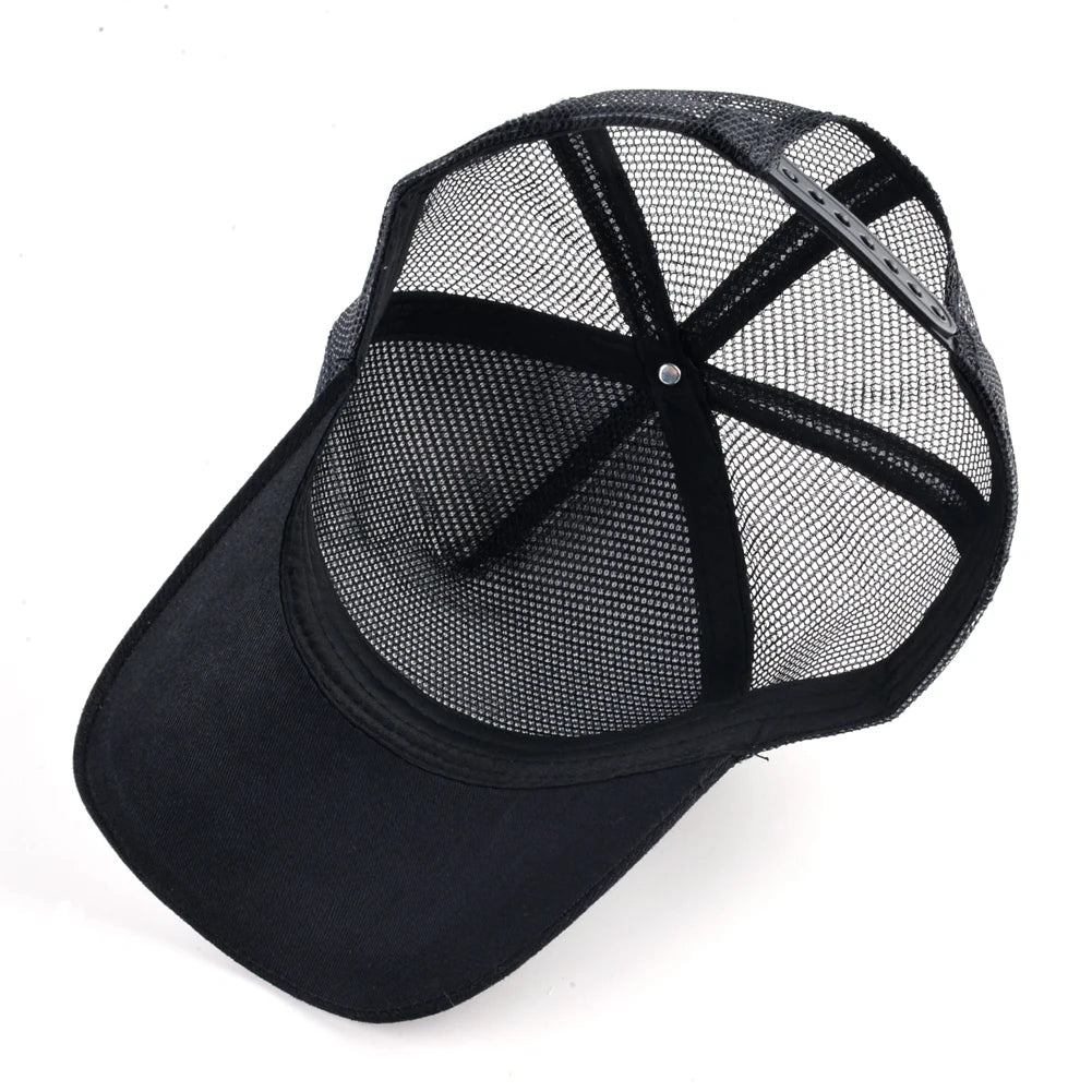 Casquettes de baseball brodées de loup pour hommes, casquette snapback en maille, chapeaux pare-soleil pour femmes, chapeau hip-hop en coton de couleur unie, camionneur