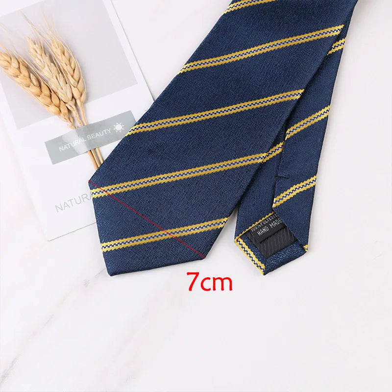 Corbata Hombre corbata 7cm cravates pour hommes de luxe rayures bleues cravate affaires Corbatas Para Hombre Mariage cadeau chemise accessoires