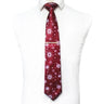 JEMYGINS Cravates de Noël pour hommes 9 cm en soie rouge de bonne qualité, ensemble de pinces à cravate imprimées pour fête, mariage, festival, cadeau