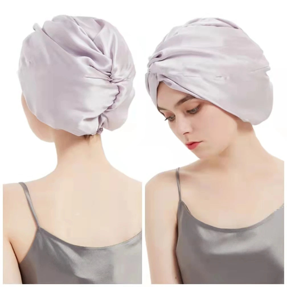 100 Mulberry Silk Turban Bonnets For Women Twisted Sleeping Night Cap 19 Momme Pure Silk Hair Wrap Cap For Curly Ladies Headwrap