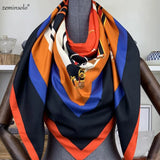 Foulard 100 % sergé de soie pour femme, châle imprimé, carré, hijab, bandana, 130 x 130 cm