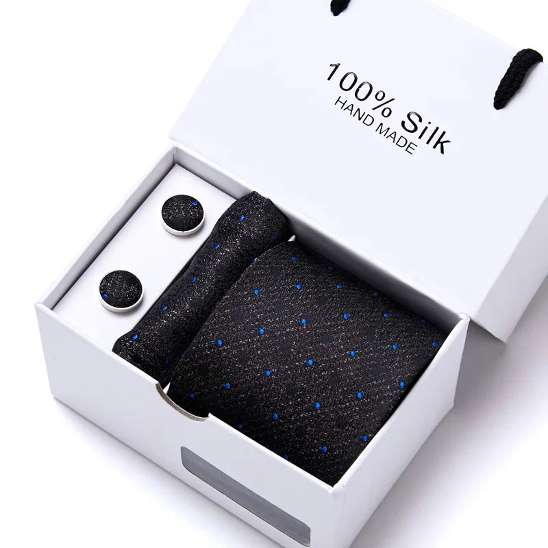 Cravates de marque 100 % soie, coffret cadeau, bureau, homme, classique, fête, mariage, rayées, 7,5 cm, soie, mariage, motif floral, cravate, mouchoir