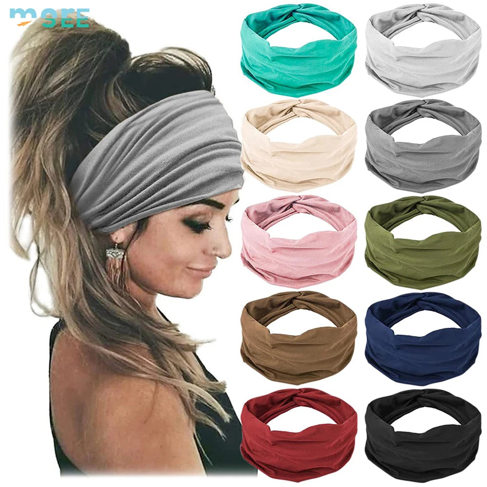 SeeMore Customizable 10 PCS Extra Wide Turban African Style Hair Wrap Head Bands for Women Sports & Entertainment