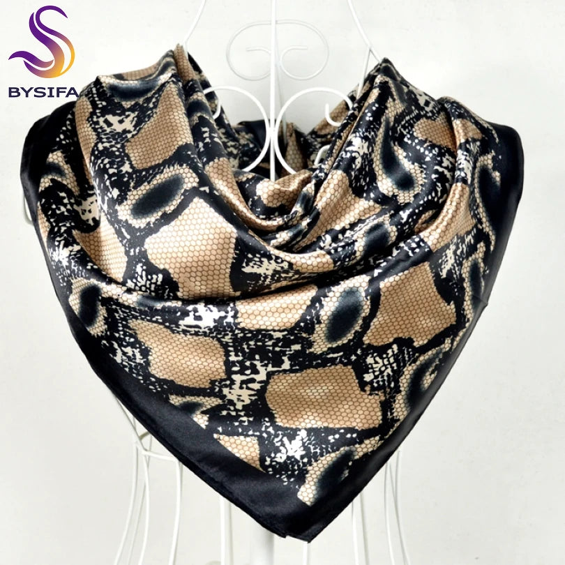 Neue Stil Schlangenhaut Muster Quadrat Schals Wraps Gedruckt Heißer Verkauf Frauen Rosa Blau Seide Schal Schal Unisex Muslimischen Seide Schalldämpfer