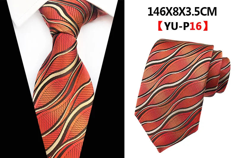 Corbatas de seda tejidas en jacquard con diseño de cachemira a cuadros para hombre, corbatas de 8 cm a rayas para trajes de negocios, bodas y fiestas.