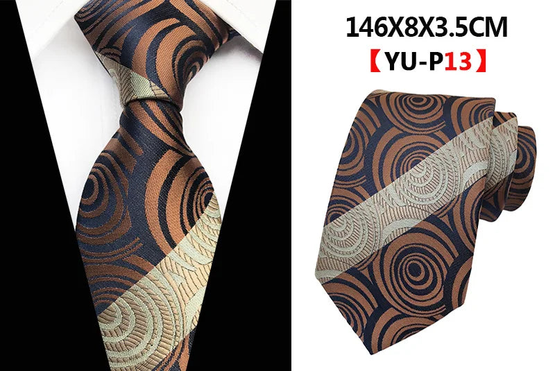 Corbatas de seda tejidas en jacquard con diseño de cachemira a cuadros para hombre, corbatas de 8 cm a rayas para trajes de negocios, bodas y fiestas.