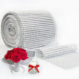 Rouleau de rubans en acrylique en forme de diamant, 12 cm x 91,5 cm, tulle cristal scintillant, décoration pour fête, anniversaire, mariage, bouquet, gâteau