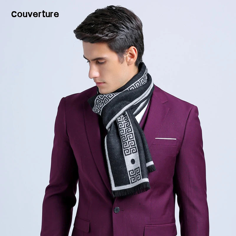 Nouvelle lettre de luxe marque affaires hommes écharpe soie cachemire écharpe châle bonne qualité hiver chaud écharpes hommes 180*30 cm