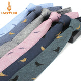 Cravate décontractée en coton pour homme, 6 cm, motif feuilles, imprimé oiseaux, style classique, idéal pour un mariage ou une soirée
