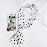 Women Polka Dot Printed Handle Bag Hair Hat Femme Business Wear Small Ribbon Tie Headband Handkerchief Foulard Narrow Scarf Silk