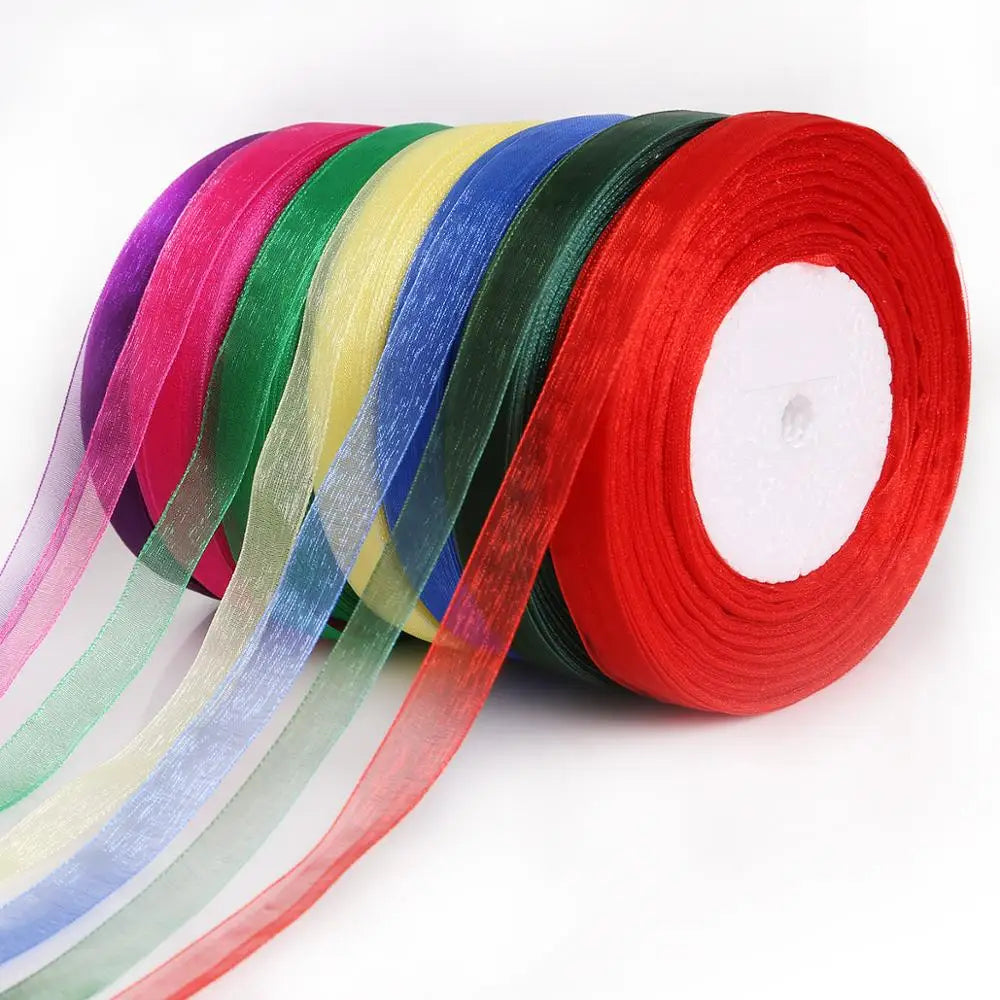 Ruban en organza 20/50 yards, vente en gros, pour décoration de mariage, de Noël, emballage, rubans de soie 3 mm-38 mm, couture, dentelle