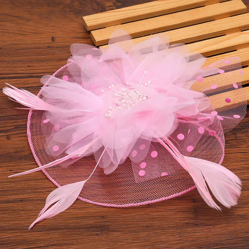 Haimeikang Fascinators Chapeau Femmes Fleur Maille Rubans Plumes Chapeau Bandeau Ou un Clip Cocktail Thé Fête Headwewar pour Filles