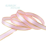 (25 yards/lot) 10mm satin ribbon white gold edge wholesale high quality gift packaging ribbons