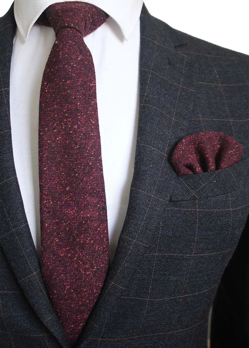 Cravate en laine Ricnais 8 cm, motif écossais solide, pour homme, ensemble cravate et mouchoir en cachemire de qualité, idéal pour une fête de mariage