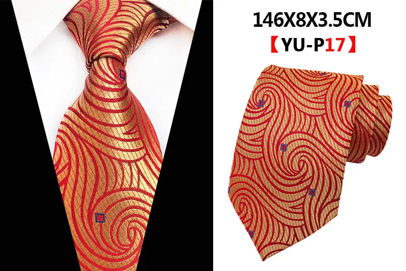 Corbatas de seda tejidas en jacquard con diseño de cachemira a cuadros para hombre, corbatas de 8 cm a rayas para trajes de negocios, bodas y fiestas.