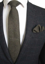 Cravate en laine Ricnais 8 cm, motif écossais solide, pour homme, ensemble cravate et mouchoir en cachemire de qualité, idéal pour une fête de mariage