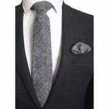 Cravate en laine Ricnais 8 cm, motif écossais solide, pour homme, ensemble cravate et mouchoir en cachemire de qualité, idéal pour une fête de mariage