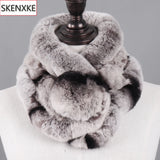 New Winter Natural Rex Rabbit Fur Ring Scarf Women Warm Real Rex Rabbit Fur Mufflers Russian Lady Genuine Rex Rabbit Fur Scarves