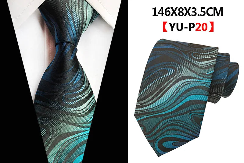 Corbatas de seda tejidas en jacquard con diseño de cachemira a cuadros para hombre, corbatas de 8 cm a rayas para trajes de negocios, bodas y fiestas.