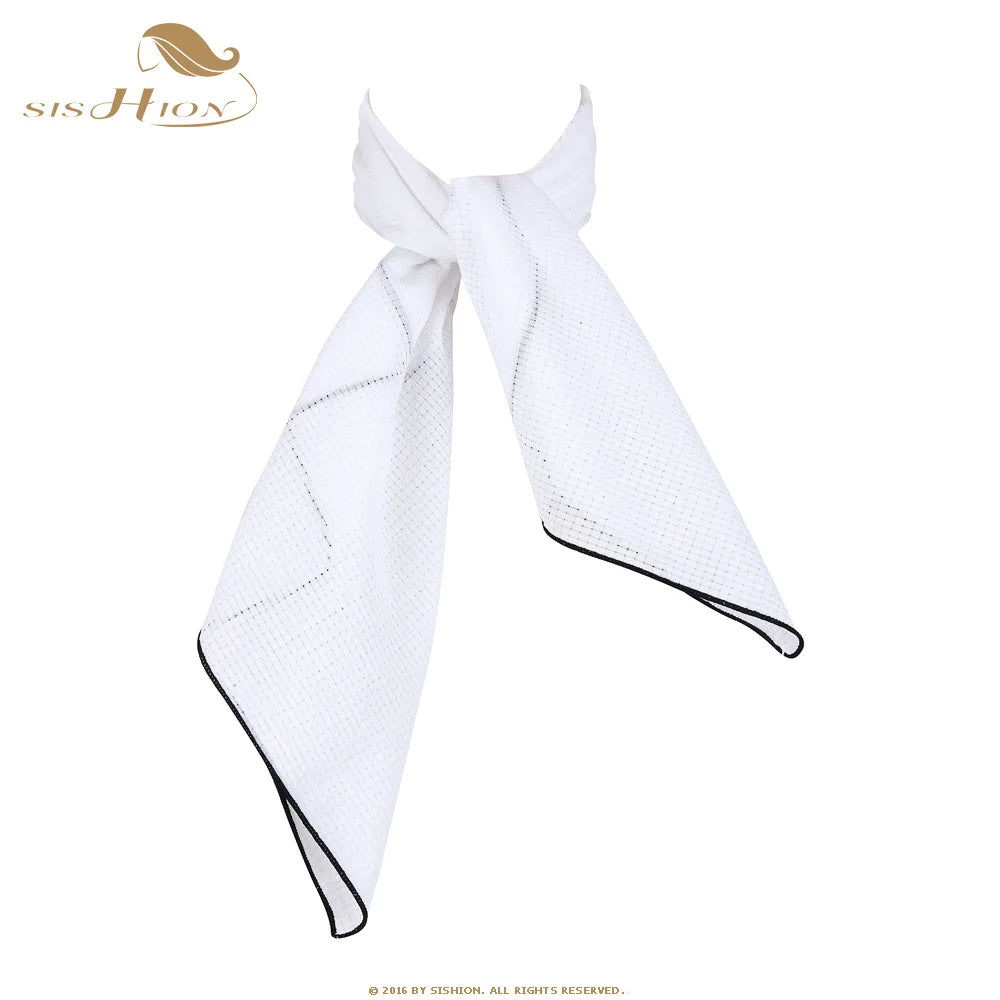 SISHION Weiß Frauen Schal Kleine Quadratische Einfarbig Kragen Kleine Krawatte Schals 70*70cm Damen Chiffon Taschentuch SD0017