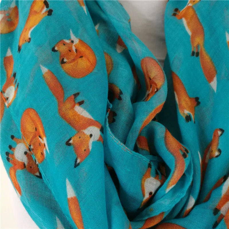 Nueva moda, bufanda infinita de zorro, bufanda de animal, bufandas pequeñas de zorro en bufanda larga, zorro en color canela, chales, gran oferta, pañuelo de panda para mujer.