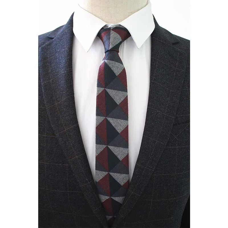 JEMYGINS Original Haute Qualité Coton 2.4'' Skinny Plaid Solide Cachemire Cravate Laine Hommes Cravate Pour Jeunes Réunion de Travail