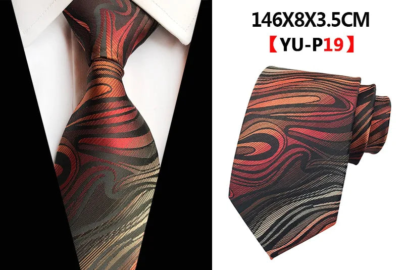 Corbatas de seda tejidas en jacquard con diseño de cachemira a cuadros para hombre, corbatas de 8 cm a rayas para trajes de negocios, bodas y fiestas.