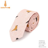Cravate décontractée en coton pour homme, 6 cm, motif feuilles, imprimé oiseaux, style classique, idéal pour un mariage ou une soirée