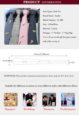 Cravate décontractée en coton pour homme, 6 cm, motif feuilles, imprimé oiseaux, style classique, idéal pour un mariage ou une soirée