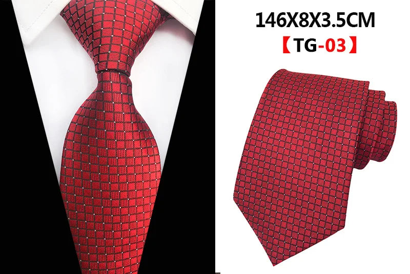 Corbatas de seda tejidas en jacquard con diseño de cachemira a cuadros para hombre, corbatas de 8 cm a rayas para trajes de negocios, bodas y fiestas.