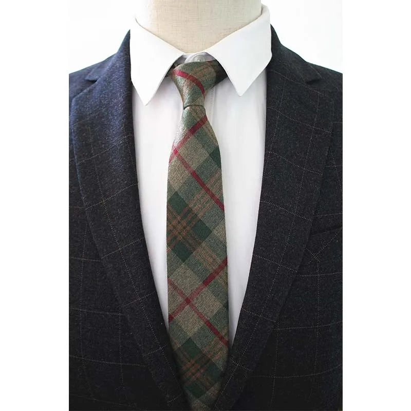 JEMYGINS Original Haute Qualité Coton 2.4'' Skinny Plaid Solide Cachemire Cravate Laine Hommes Cravate Pour Jeunes Réunion de Travail