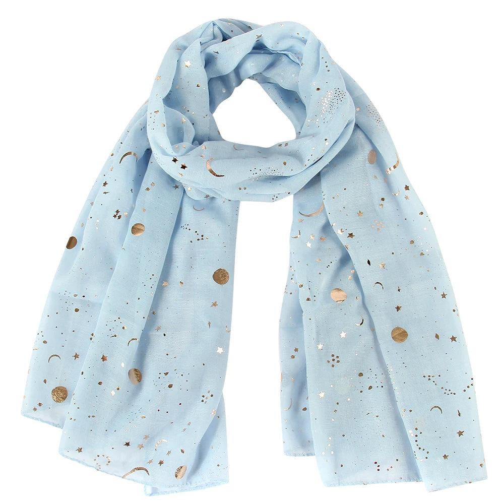Foulard tendance FOXMOTHER 2021, motif étoile, lune, feuille d'or, pour femme, cadeau de Noël
