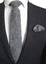 Cravate en laine Ricnais 8 cm, motif écossais solide, pour homme, ensemble cravate et mouchoir en cachemire de qualité, idéal pour une fête de mariage