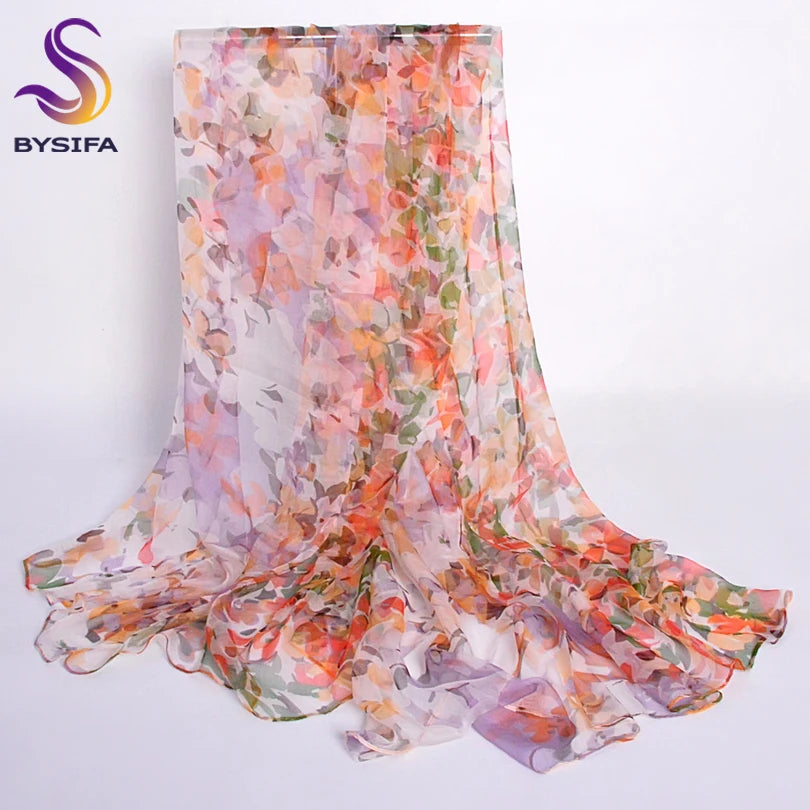 Rosa Orange Seidenschal 2016 Neues Design Lange Weibliche Schals Gedruckt 170*105 cm Frühling Herbst Mode-accessoires Frauen Seidenschal