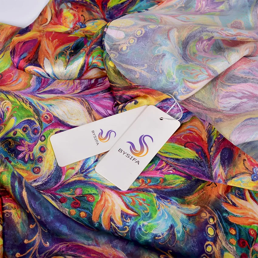 [BYSIFA] Neu Luxus Reine Seide Schal Schal Frauen Frühling Herbst Lange Schals Damen Marke 100% Seide Hals Schal Foulard 175*52cm