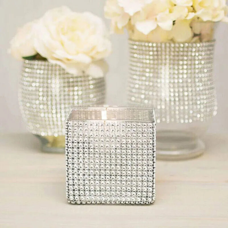 Rouleau de rubans en acrylique en forme de diamant, 12 cm x 91,5 cm, tulle cristal scintillant, décoration pour fête, anniversaire, mariage, bouquet, gâteau
