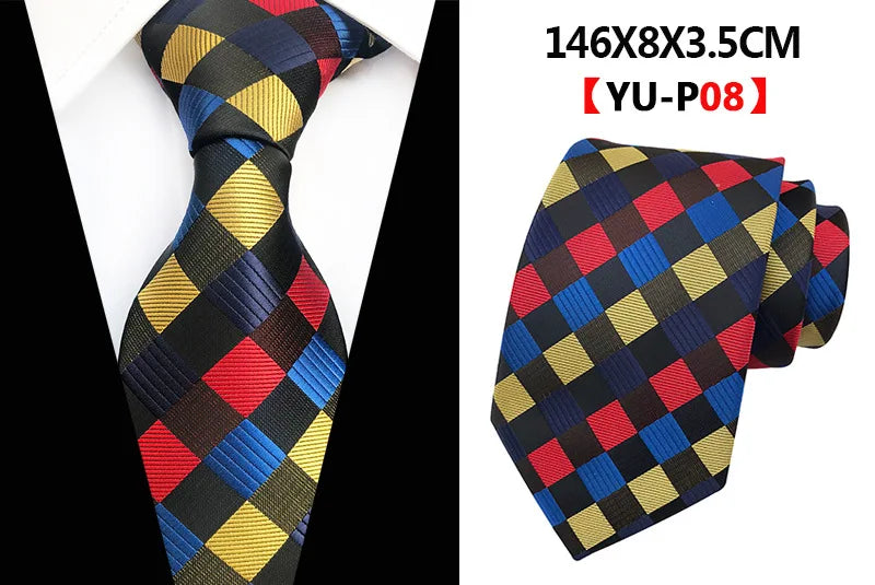 Corbatas de seda tejidas en jacquard con diseño de cachemira a cuadros para hombre, corbatas de 8 cm a rayas para trajes de negocios, bodas y fiestas.