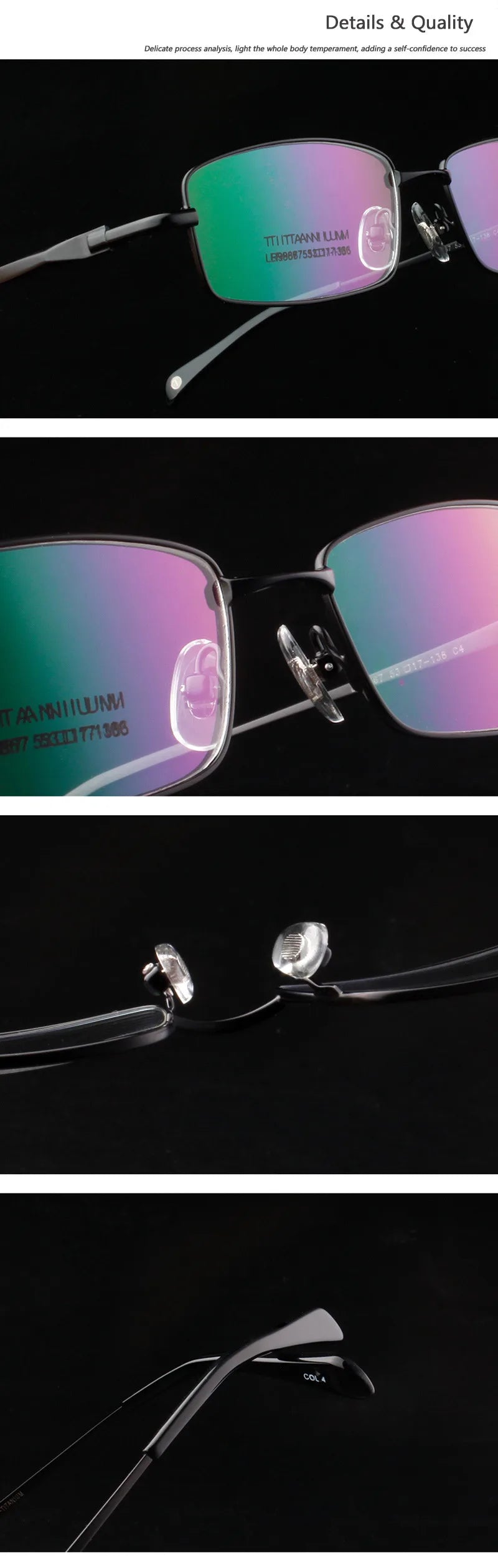 Full Rim Pure Titanium Eyeglasses Frame for Men Optical Glasses Frame Prescription Eyewear Spectacles 9867 Alloy Fashion Frame