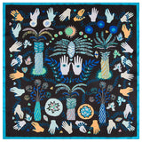 POBING Seidenschal für Damen, Monsteraugen-Print, Seidenfoulard, Halstuch, kleines Bandana, quadratische Schals, Damen-Accessoires, 60 x 60 cm