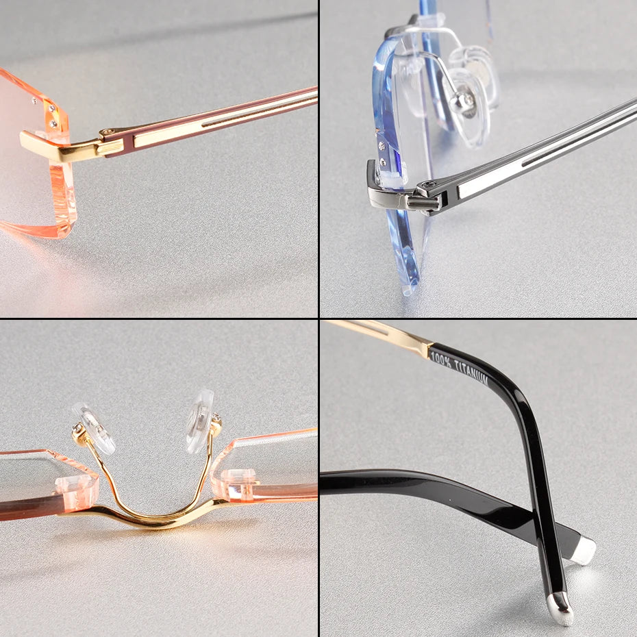New Trimming Myopia Spectacle Optical Prescription Rimless Eyewear Frame Male Eyeglasses Pure Titanium Eye Glasses 097