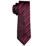Cravate de luxe pour homme, ensemble de boutons de manchette et mouchoir en soie à rayures rouges, style business, Barry.Wang, accessoire tendance pour mariage, fête, décontracté