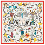 POBING Seidenschal für Damen, Monsteraugen-Print, Seidenfoulard, Halstuch, kleines Bandana, quadratische Schals, Damen-Accessoires, 60 x 60 cm